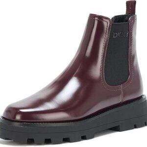 DKNY Senni Chelsea Boots Wine 8.5M Chunky Platform Pull-On MSRP $149
